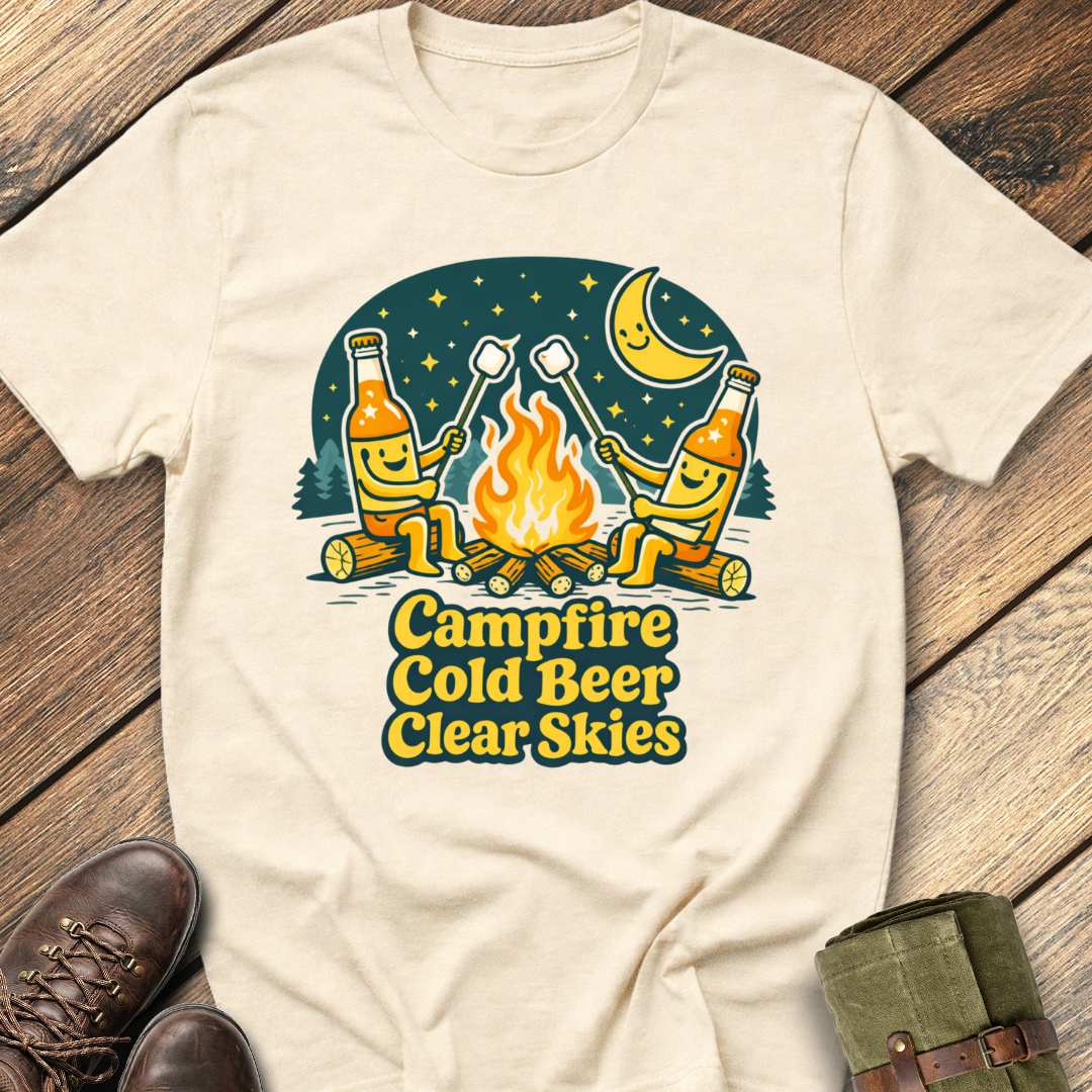 Campfire, Cold Beer, Clear Skies T-Shirt